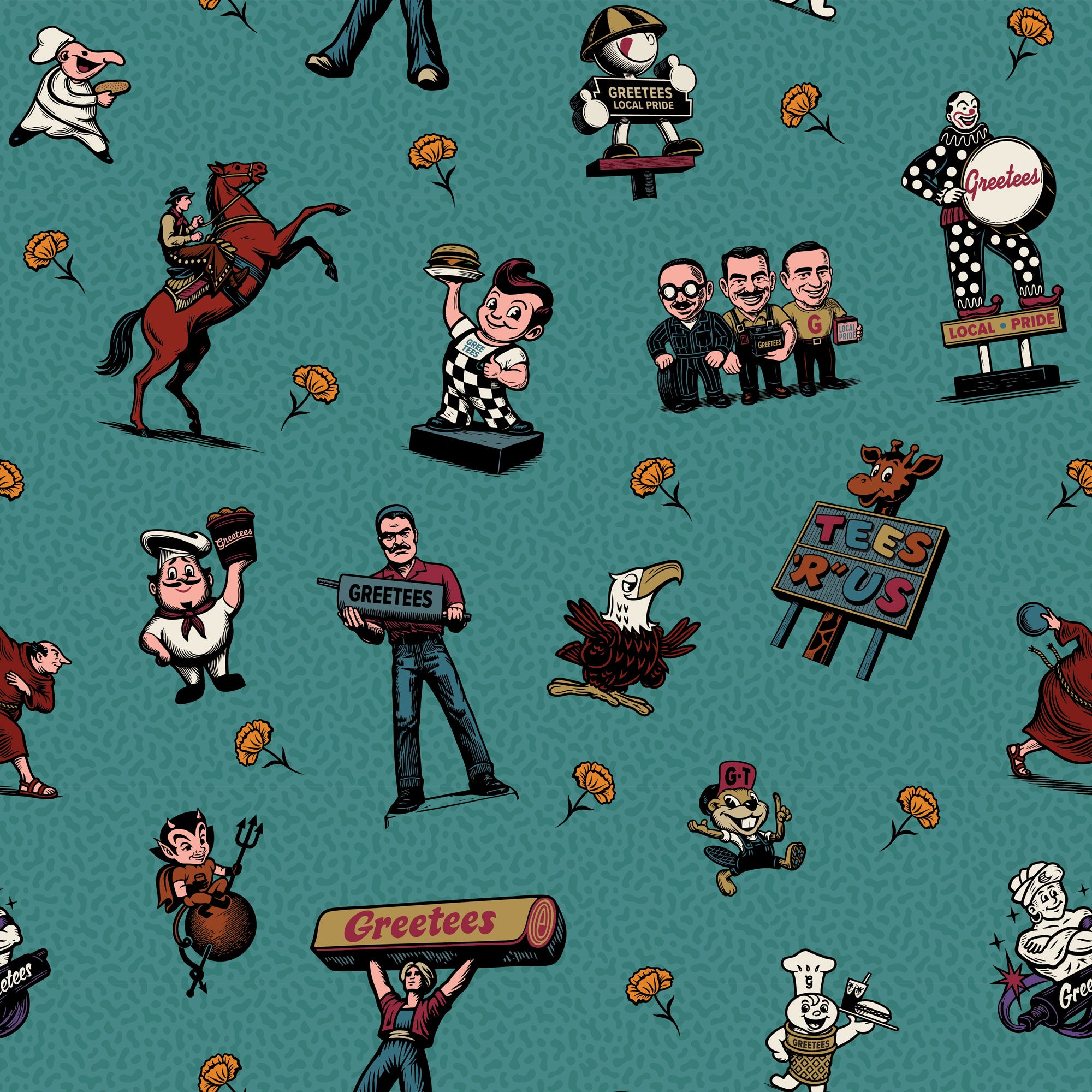 Greetees Valley Icons Blue Pillow