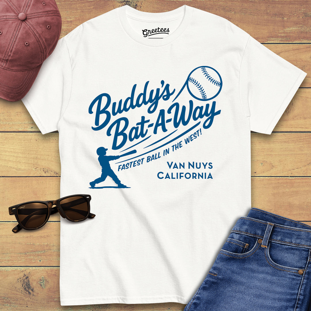 Greetees Buddy's Bat-A-Way T-shirt