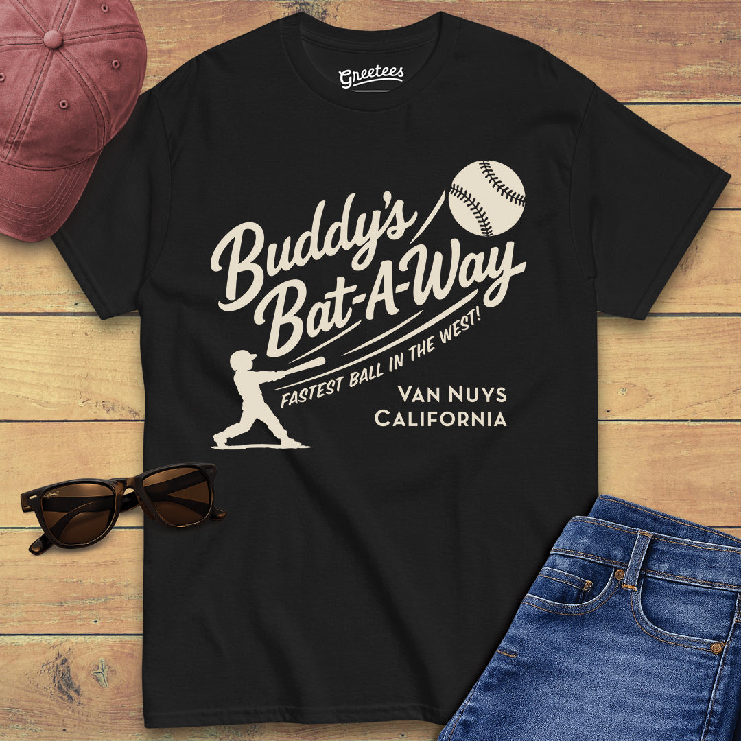 Greetees Buddy's Bat-A-Way T-shirt