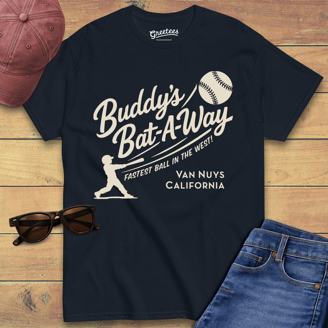 Greetees Buddy's Bat-A-Way T-shirt