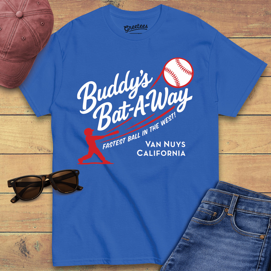 Greetees Buddy's Bat-A-Way T-shirt