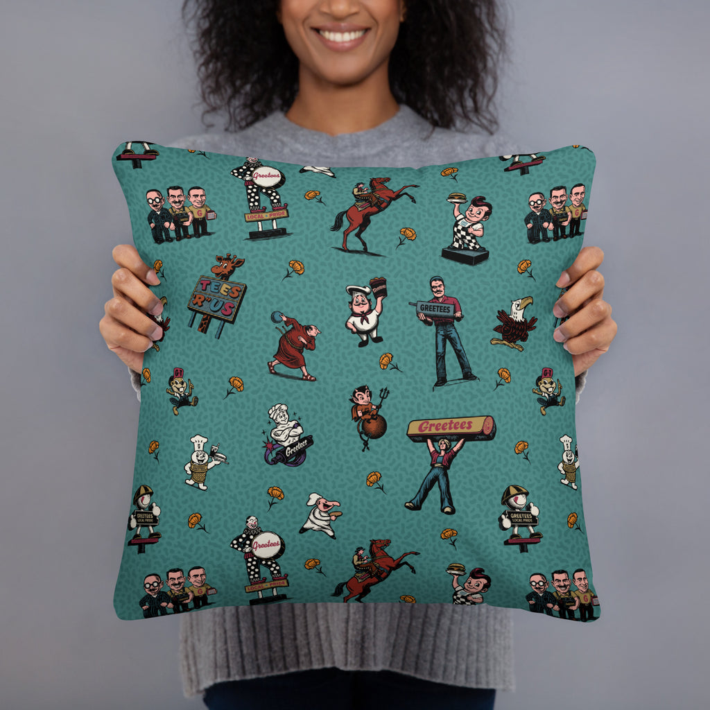 Greetees Valley Icons Blue Pillow