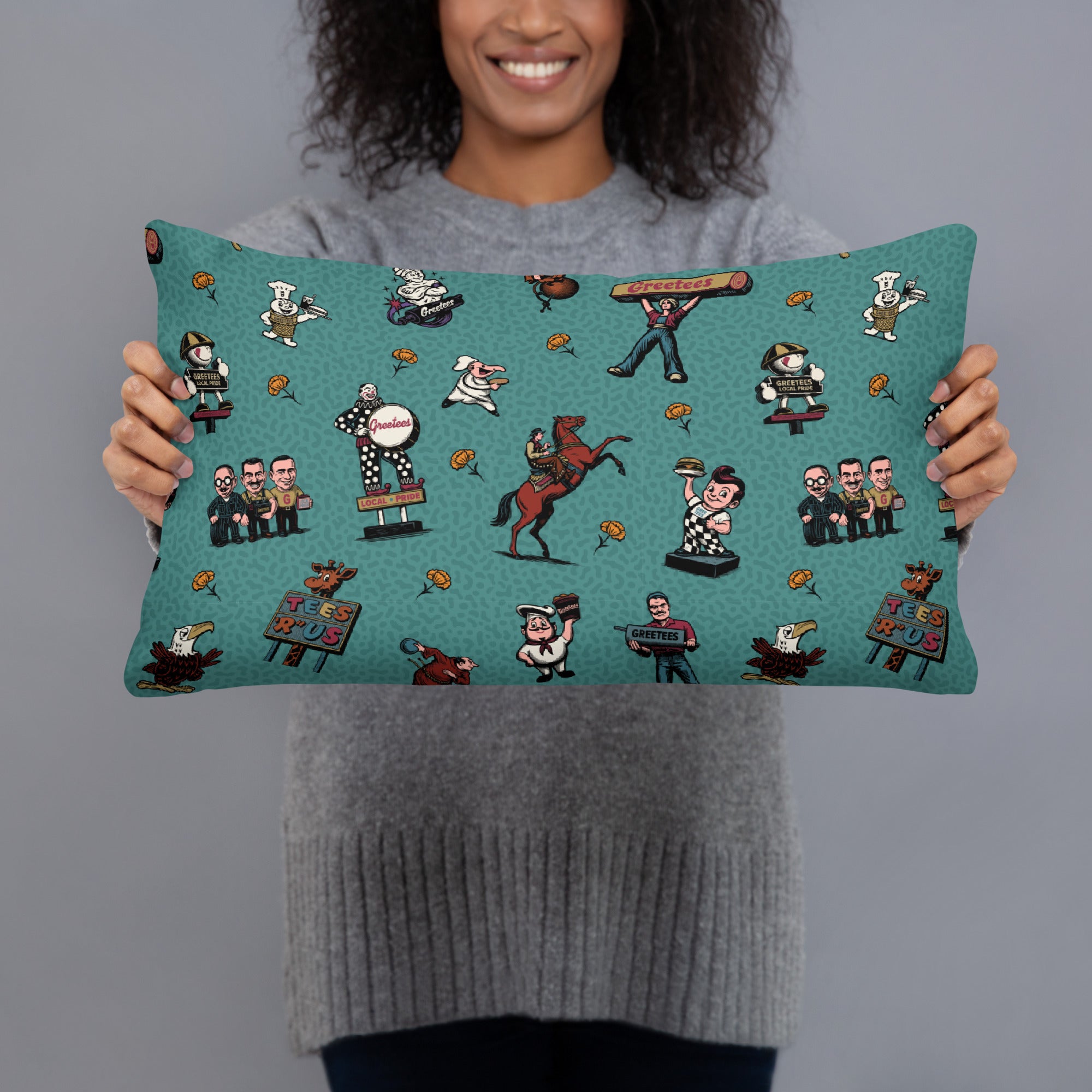 Greetees Valley Icons Blue Pillow
