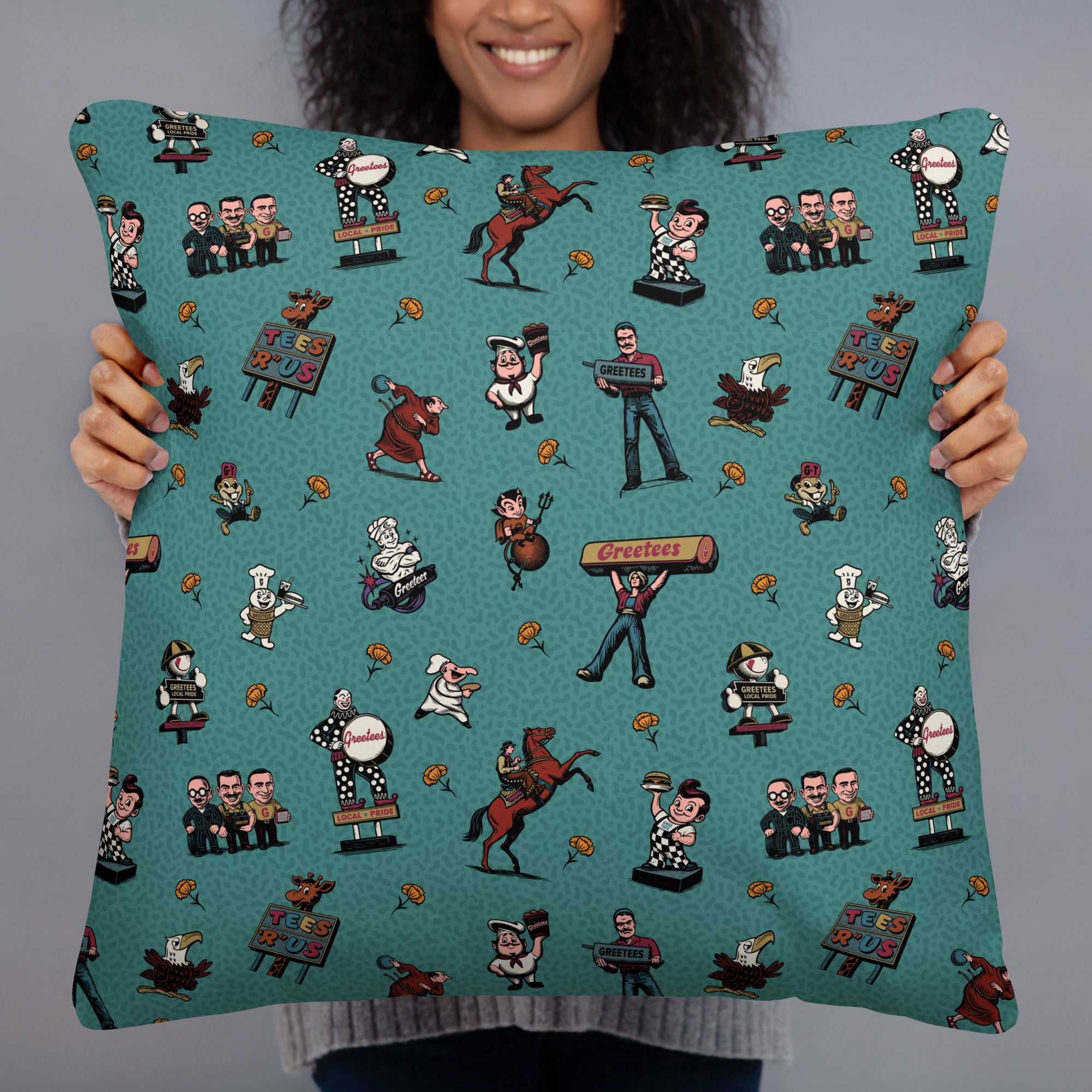 Greetees Valley Icons Blue Pillow